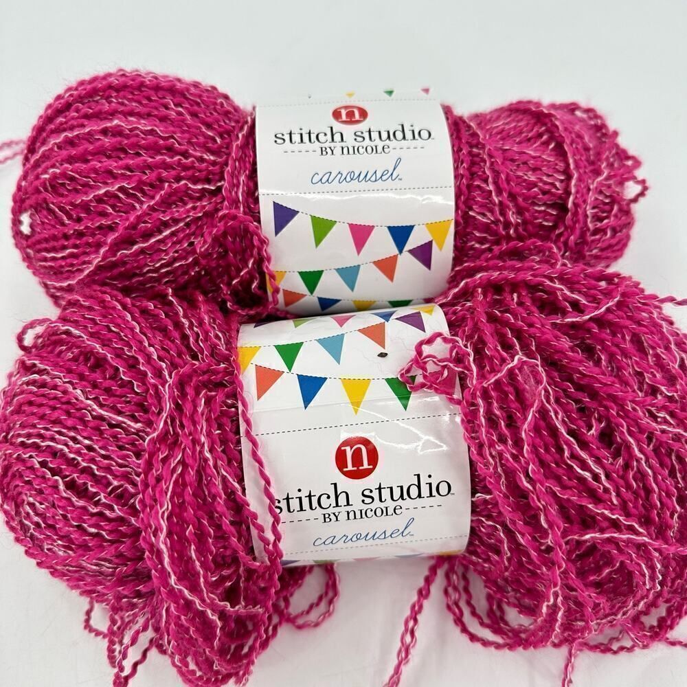 Stitch Studio by Nicole CAROUSEL Yarn Dark Pink White #14 Strawberry #2 Light